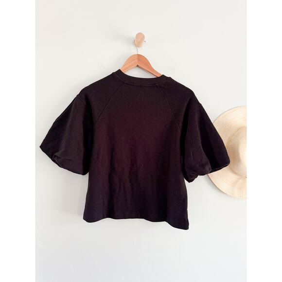 Madewell | NWT | Puff-Sleeve Sweatshirt Tee in Jet Black | Sz XXS - Picture 8 of 8